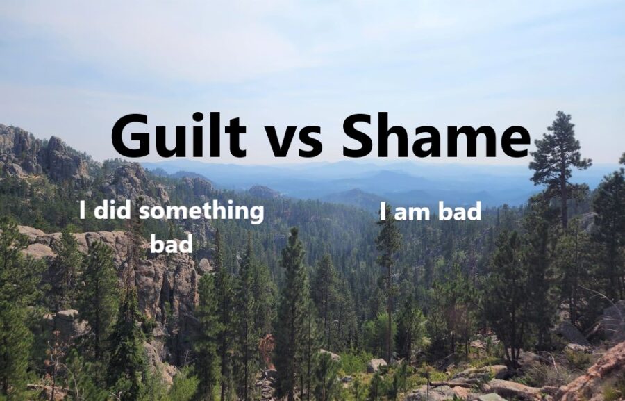 Guilt vs Shame is the same as I did something bad. vs I am bad.