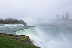 Niagara Falls is a passive-aggressive image. The passive beauty with the aggressive nature of moving water.