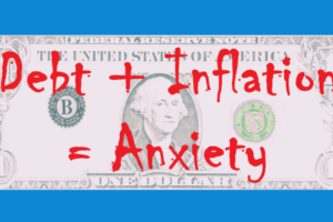 Debt + Inflation = Anxiety graphic used for the blog Anxiety and Inflation