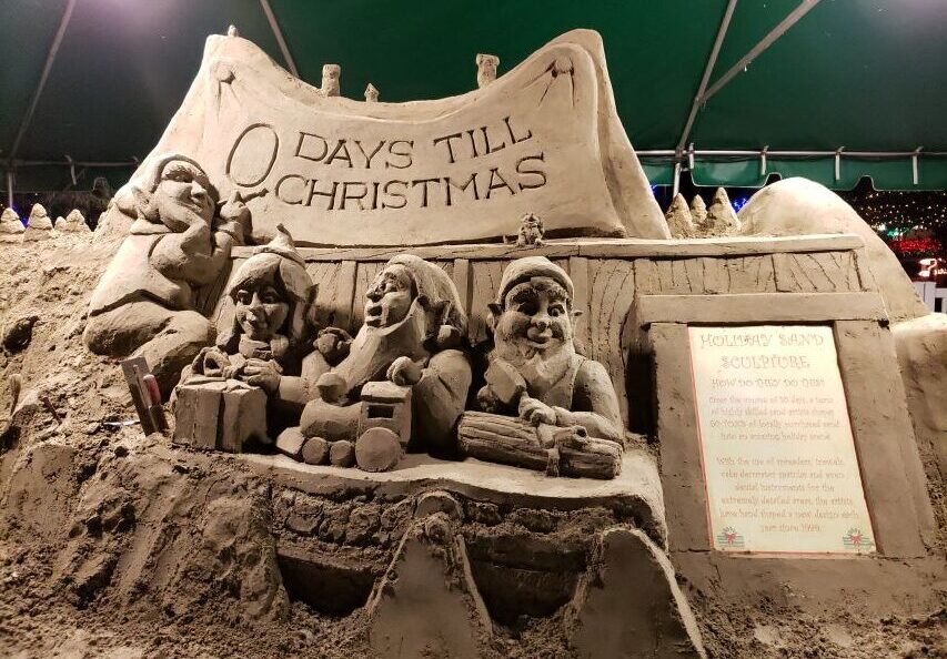 Holiday Bill of Rights Post image of Santa's elves sand sculpture.