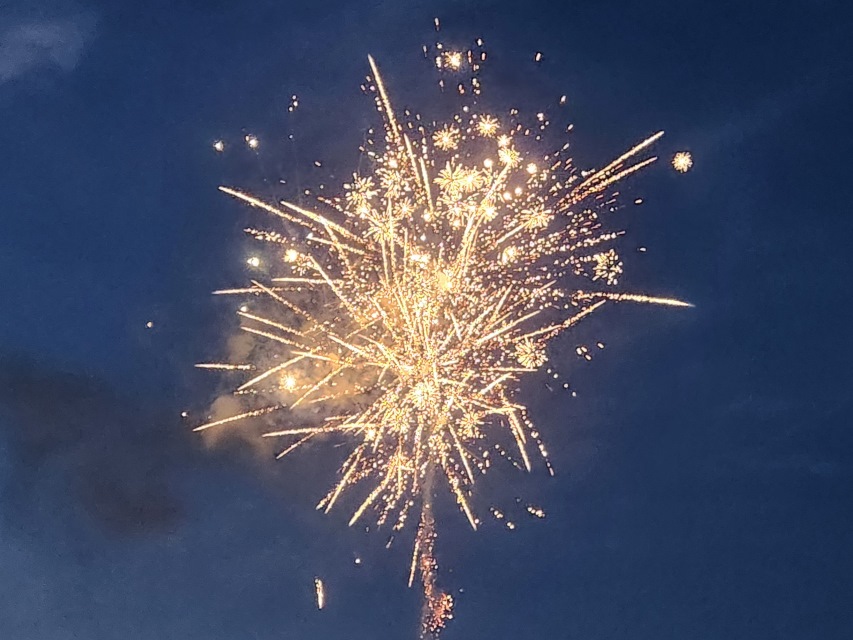 Fireworks in the night sky celebrating the incoming New Year. Then the Post-Holiday Blues can set in later in the future.